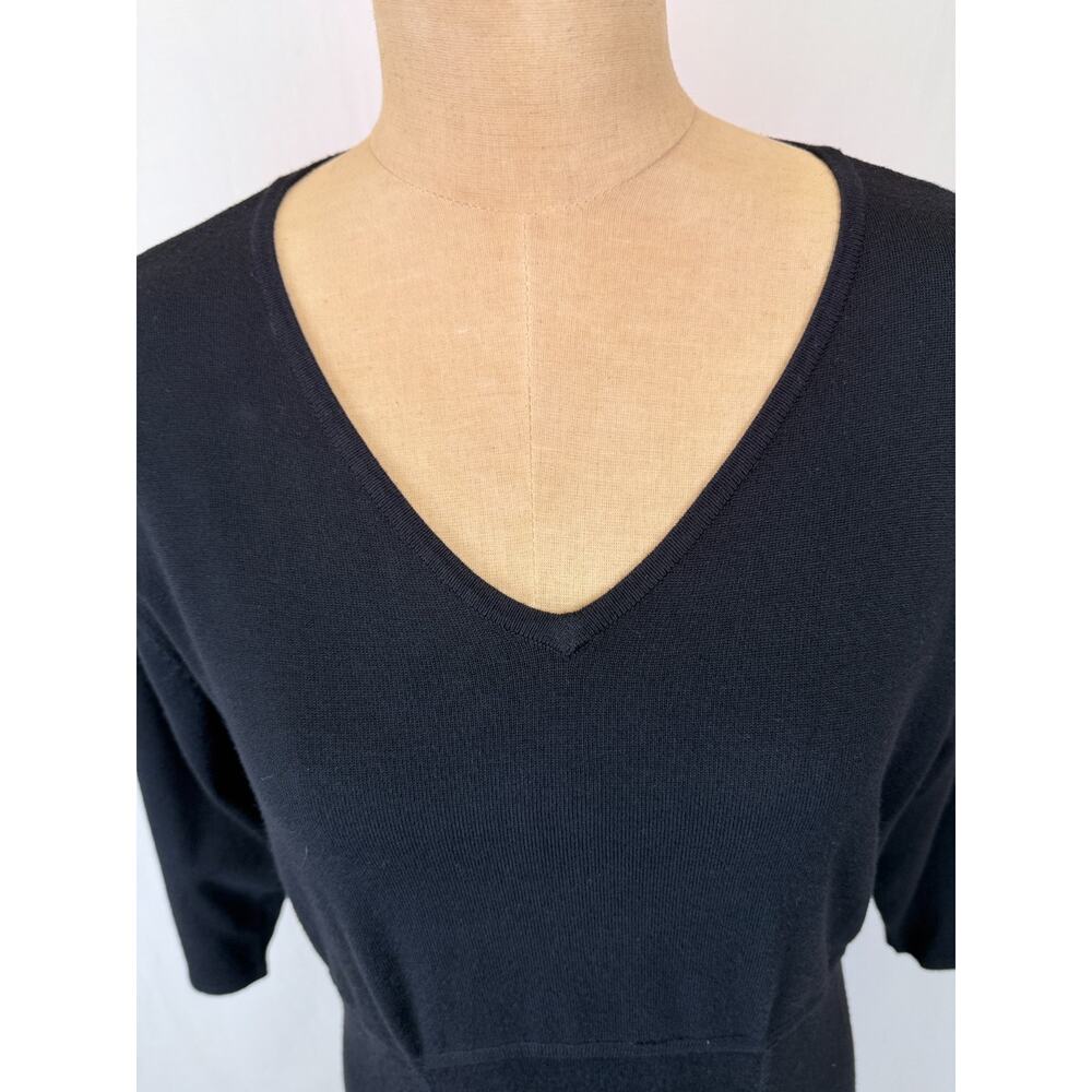 Vintage Y2K Norm Thompson Black Knit Maxi Dress XL #5-0172 Elbow Sleeve - Picture 5 of 8